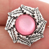 10pcs Cat's Eye Stone Flower 18MM Snap Buttons Vintage Alloy Snap