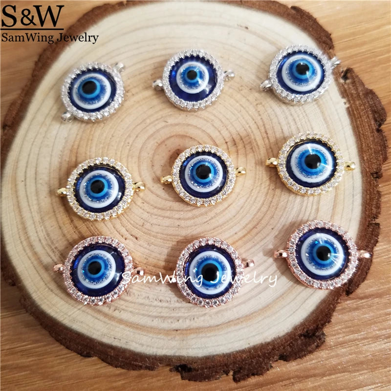 10pcs Turkish Eye CZ Charm, DIY Jewelry Inlay Eye Charms