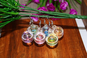 10pcs 20mm Glass Globe Soap Bubble Bottle Earring Hook Vial