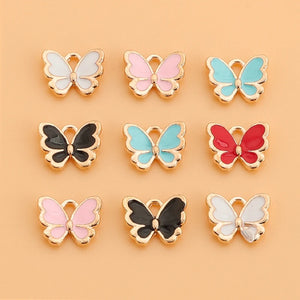 10pcs Butterfly Charms Colorful Insect Pendant for DIY Earrings Bracelets