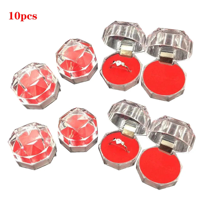 10pcs Acrylic Transparent Jewelry Boxes Wedding Packaging