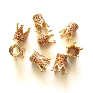 10pcs Orange Zirconia Crown Spacers for Jewelry Making
