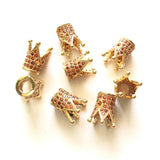 10pcs Orange Zirconia Crown Spacers for Jewelry Making