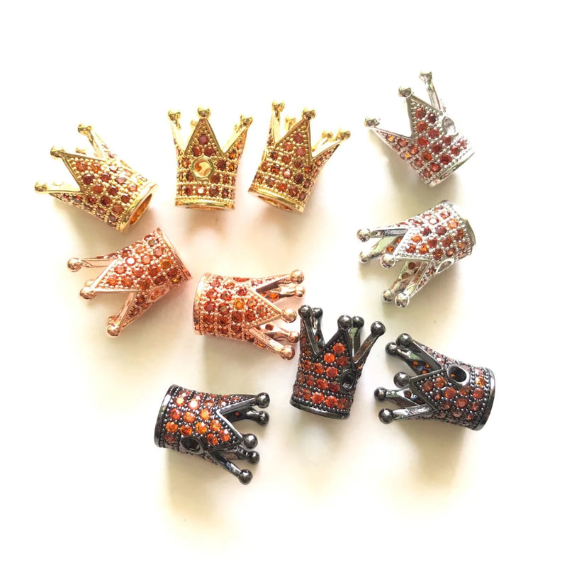 10pcs Orange Zirconia Crown Spacers for Jewelry Making