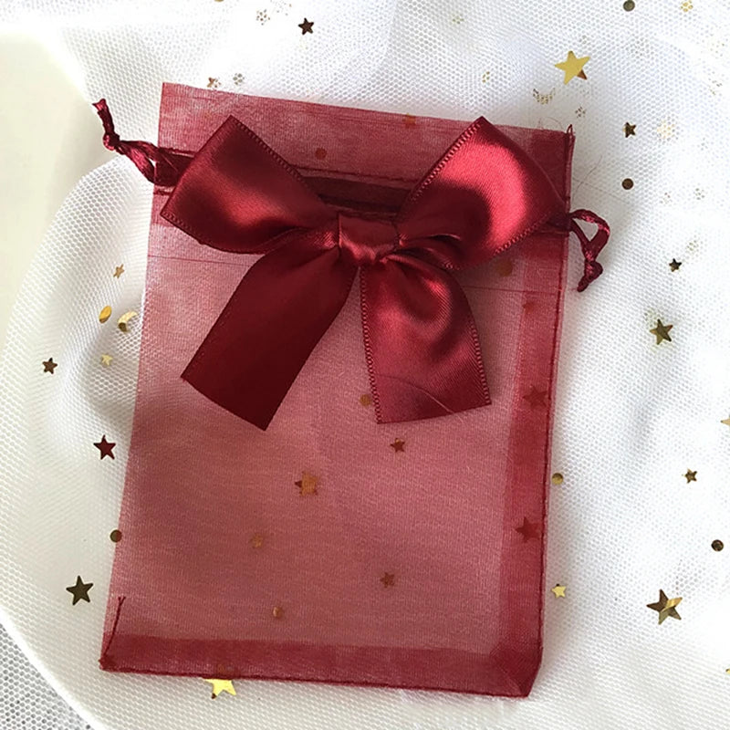 10pcs Organza Gift Bag Drawstring Pouches Bowknot Bags Wedding Christmas Candy