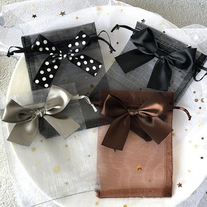10pcs Organza Gift Bag Drawstring Pouches Bowknot Bags Wedding Christmas Candy