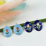 10pcs Oval Prince Rose Flower Enamel Charms DIY Jewelry Accessories