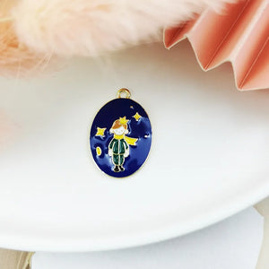 10pcs Oval Prince Rose Flower Enamel Charms DIY Jewelry Accessories