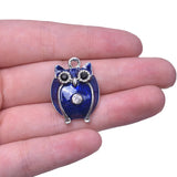 10pcs Owl Silver Crystal Rhinestone Earring Charms