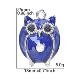 10pcs Owl Silver Crystal Rhinestone Earring Charms