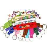 10pcs PU Leather Key Chain With 8mm Belt For Slide Charm Slide Letters