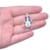 10pcs Peacock Silver Crystal Charms Jewelry Earring Making Findings