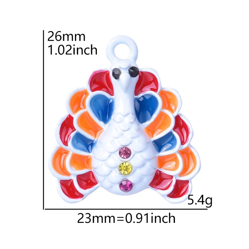 10pcs Peacock Silver Crystal Charms Jewelry Earring Making Findings