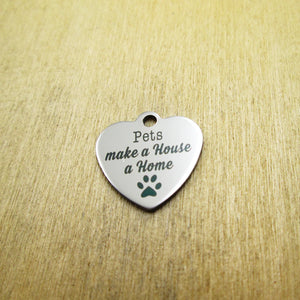 10pcs Pets Home Stainless Steel Charms Laser Engraved DIY Pendants