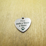 10pcs Pets Home Stainless Steel Charms Laser Engraved DIY Pendants