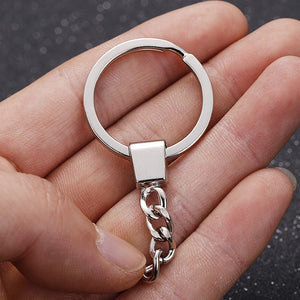 10pcs Polished Silver 30mm Keyring Split Ring Short Chain Key Ring