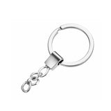 10pcs Polished Silver 30mm Keyring Split Ring Short Chain Key Ring