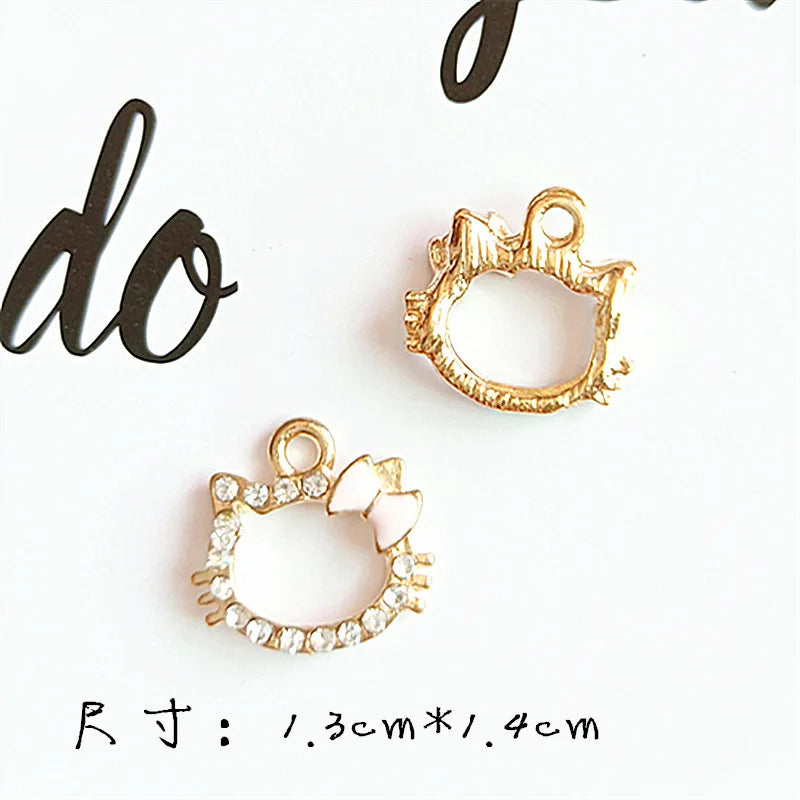 10pcs Rhinestone Kitty Charms Zinc Alloy Earrings Pendants DIY Jewelry