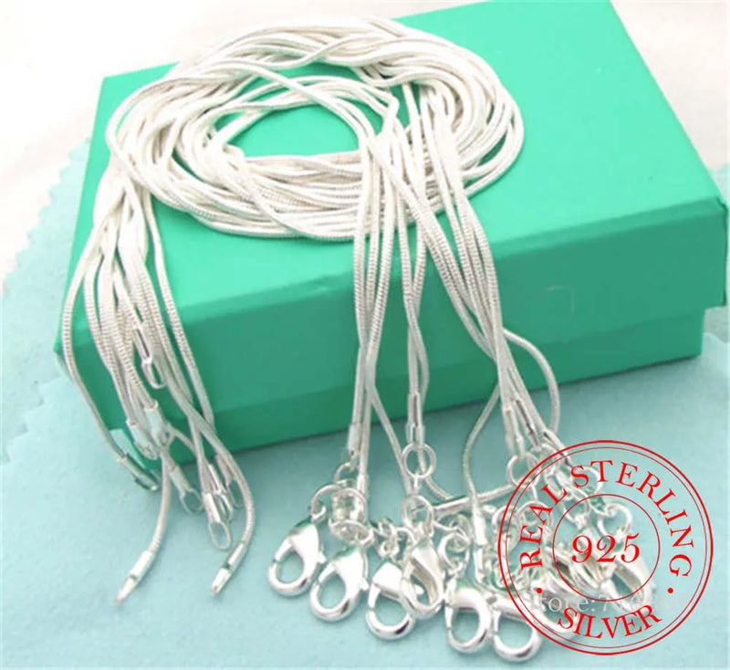925 Silver Snake Chain Necklace 1mm 16-30in