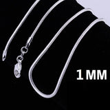 925 Sterling Silver Snake Chain 1mm Necklace 16-30inch