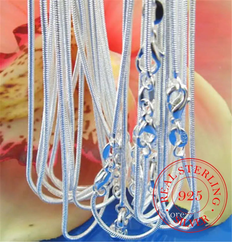 925 Sterling Silver Necklace Snake Chain 2MM 16-30inch Necklace
