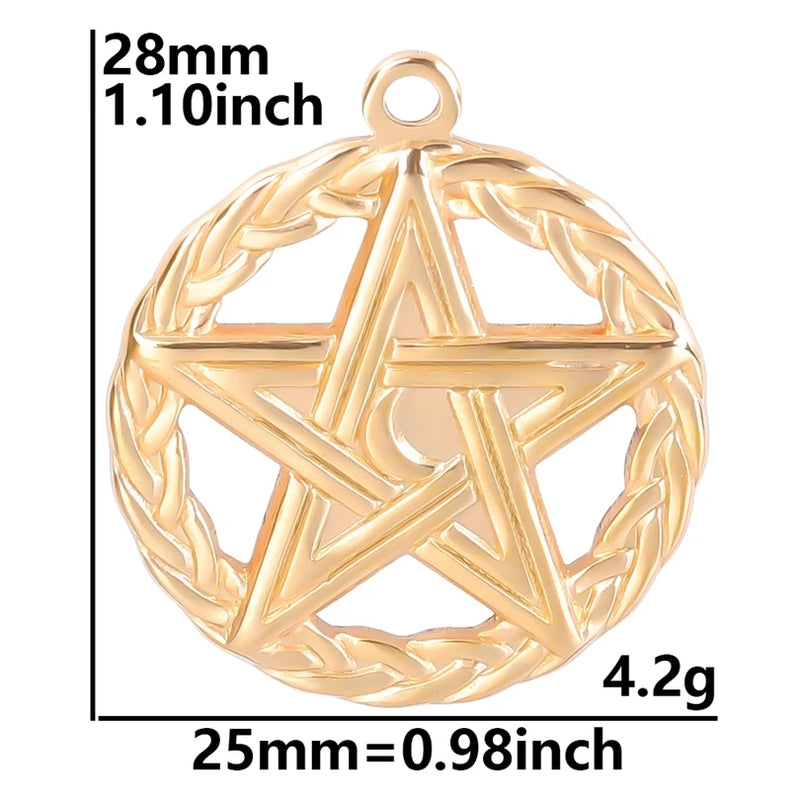 10pcs Punk Pentagram Star Stainless Steel Charm Pendant DIY Necklace Jewelry