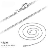 10pcs/lot 925 Silver Necklaces 1mm Link O Chain Long Necklace 16-24 inch Collier