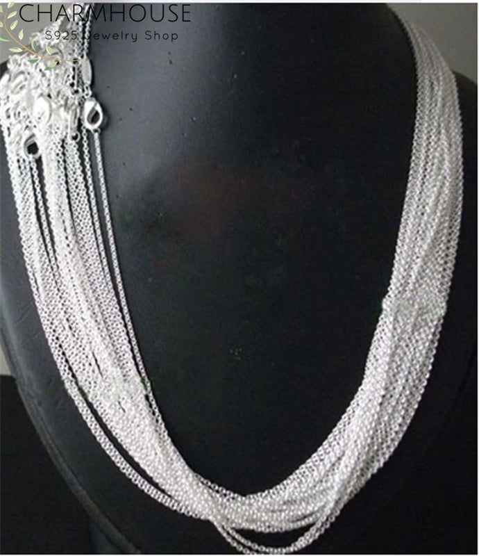 10pcs/lot 925 Silver Necklaces 1mm Link O Chain Long Necklace 16-24 inch Collier