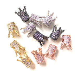 10pcs Purple Zirconia Crown Spacer Bead for Women Bracelet Making Men Jewelry