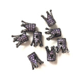 10pcs Purple Zirconia Crown Spacer Bead for Women Bracelet Making Men Jewelry