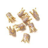 10pcs Purple Zirconia Crown Spacer Bead for Women Bracelet Making Men Jewelry