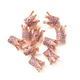 10pcs Purple Zirconia Crown Spacer Bead for Women Bracelet Making Men Jewelry