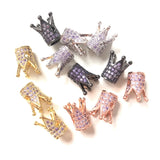 10pcs Purple Zirconia Crown Spacer Bead for Women Bracelet Making Men Jewelry