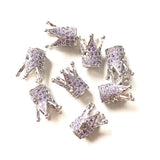 10pcs Purple Zirconia Crown Spacer Bead for Women Bracelet Making Men Jewelry