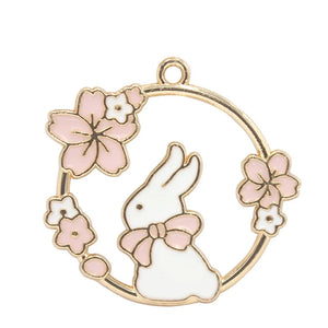 10pcs Rabbit Cat Flower Enamel Dangle Charms for DIY Jewelry