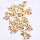 10pcs/lot Rabbit Silver Crystal Rhinestone Charms Double Circles Earring