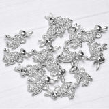 10pcs/lot Rabbit Silver Crystal Rhinestone Charms Double Circles Earring