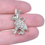 10pcs/lot Rabbit Silver Crystal Rhinestone Charms Double Circles Earring