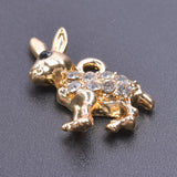 10pcs/lot Rabbit Silver Crystal Rhinestone Charms Double Circles Earring