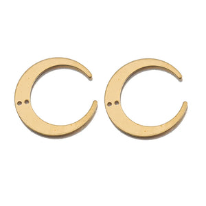 10pcs Raw Brass Moon Crescent Pendant Double Horn Charm For Jewelry Making