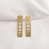 10pcs Raw Brass Moon Phase Rectangle Charms for DIY Earrings Making