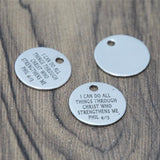 Religious Stainless Steel Charm Phil 4:13 Pendant 20mm