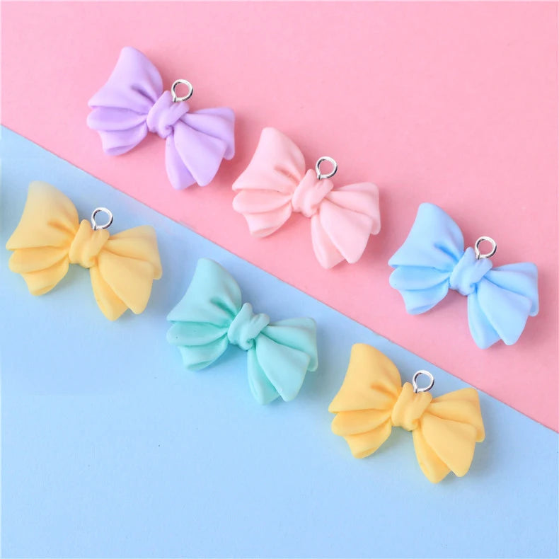 10pcs Resin Bowknot Charms Pendant DIY Jewelry Making C484