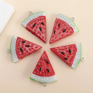 10pcs Resin Watermelon Charms Summer Fruit Pendants for DIY Earrings Necklace