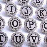 10pcs Rhinestone Letters Metal Round Snap Buttons A-S DIY Jewelry Findings