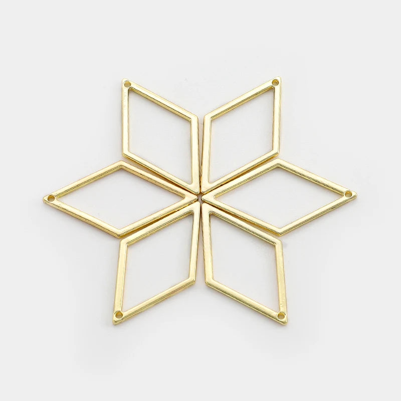 10pcs Alloy Rhombus Bezel Charms for Jewelry Making