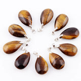 10pcs Rock Quartz Water Drop Pendulums Clear Crystal Chakra Healing Beads