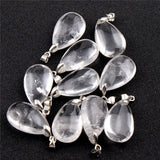 10pcs Rock Quartz Water Drop Pendulums Clear Crystal Chakra Healing Beads