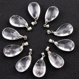 10pcs Rock Quartz Water Drop Pendulums Clear Crystal Chakra Healing Beads