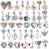 10pcs Rose Flower Pendant Heart Beads for DIY Charm Bracelet